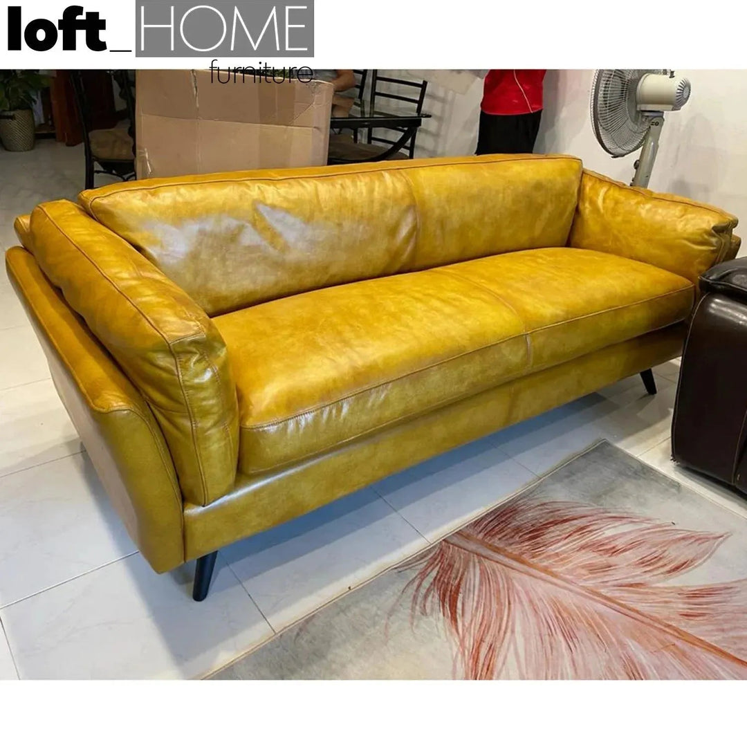 Vintage genuine leather 3 seater sofa magina situational feels.
