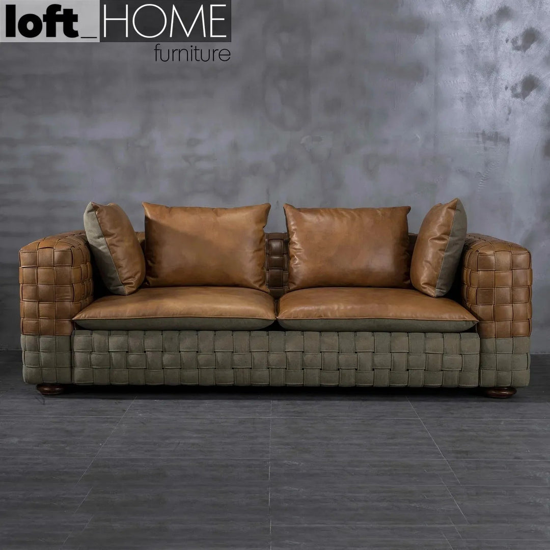 Vintage genuine leather 3 seater sofa martin primary product view.