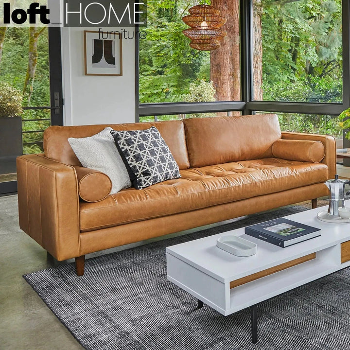 Vintage genuine leather 3 seater sofa olga environmental situation.