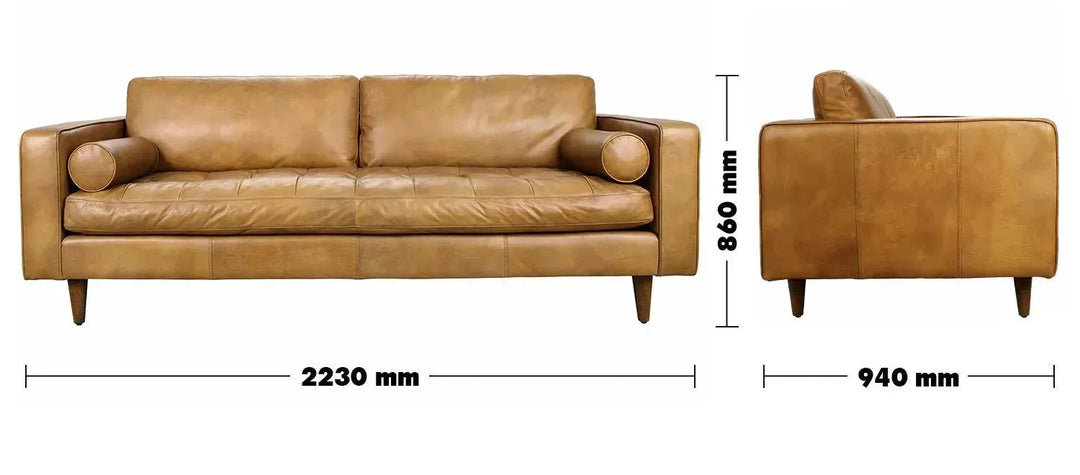 Vintage genuine leather 3 seater sofa olga size charts.