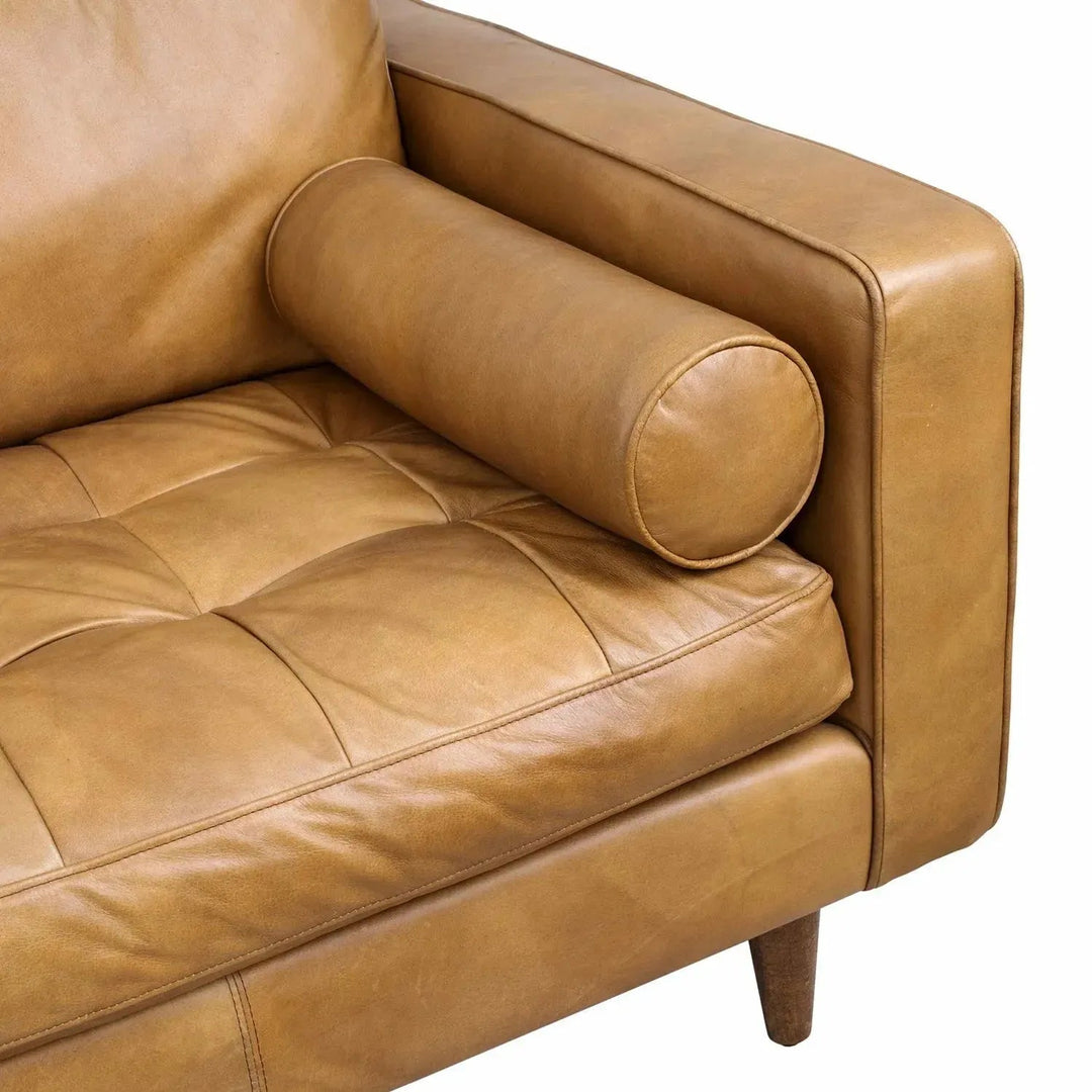 Vintage genuine leather 3 seater sofa olga detail 1.