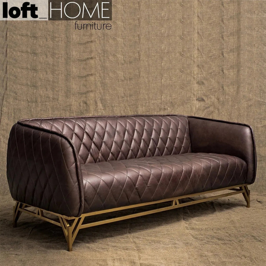 Vintage genuine leather 3 seater sofa osmond primary product view.