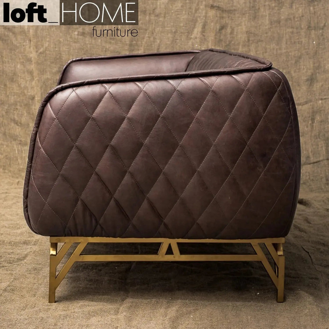 Vintage genuine leather 3 seater sofa osmond in details.