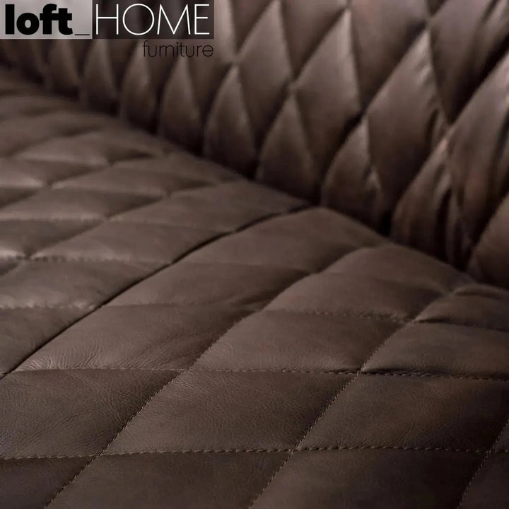 Vintage genuine leather 3 seater sofa osmond layered structure.