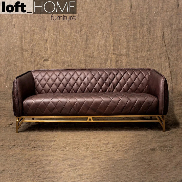 Vintage genuine leather 3 seater sofa osmond with context.