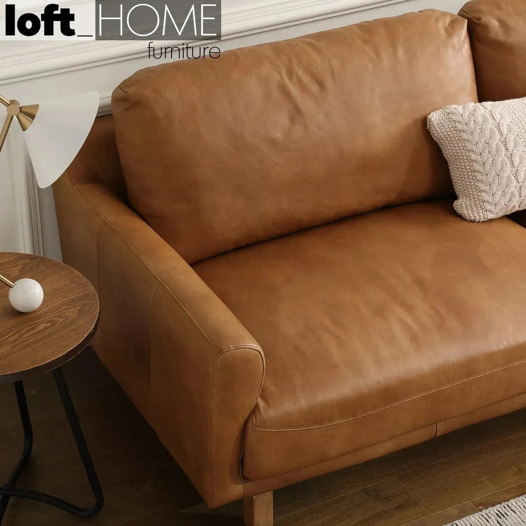 Vintage genuine leather 3 seater sofa rw and nut ter environmental situation.