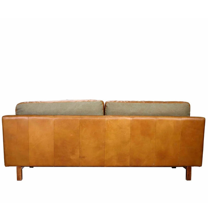 Vintage genuine leather 3 seater sofa rw and nut ter layered structure.