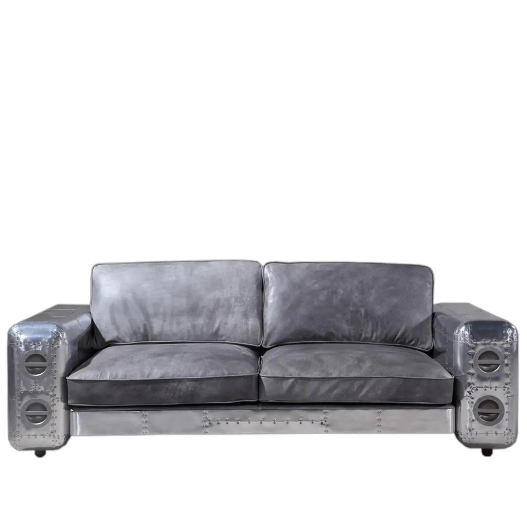 Industrial Genuine Leather 3 Seater Sofa SILVER AIRCRAFT