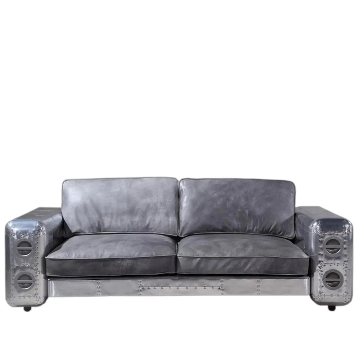 Industrial Genuine Leather 3 Seater Sofa SILVER AIRCRAFT