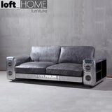 Industrial genuine leather 3 seater sofa silver aircraft primary product view.