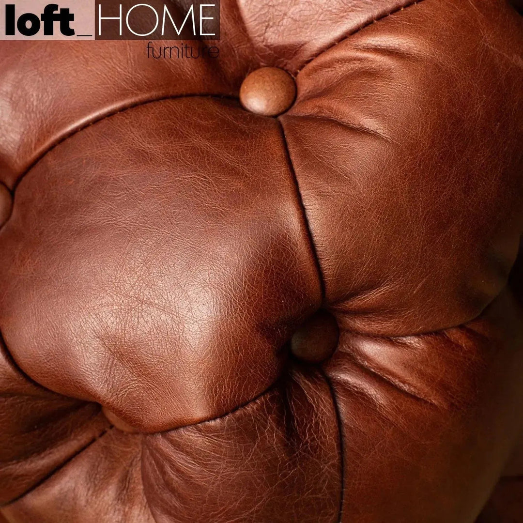 Vintage genuine leather 4 seater sofa akasha in real life style.