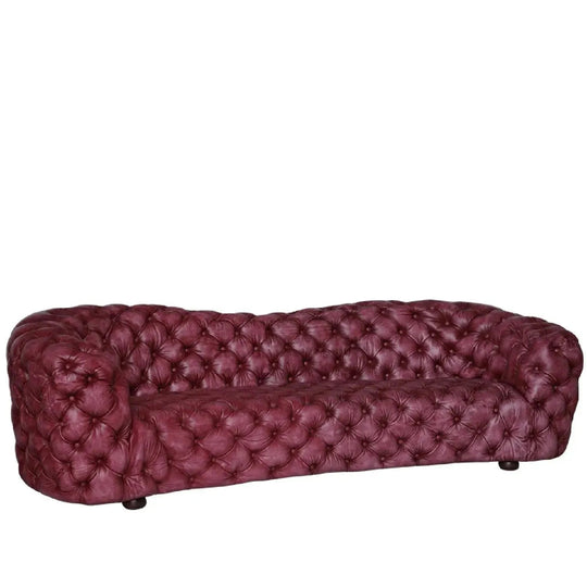 Vintage genuine leather 4 seater sofa akasha in white background.