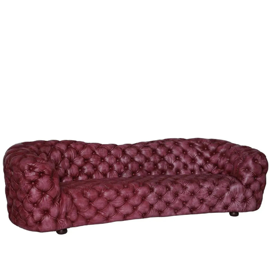 Vintage genuine leather 4 seater sofa akasha in white background.