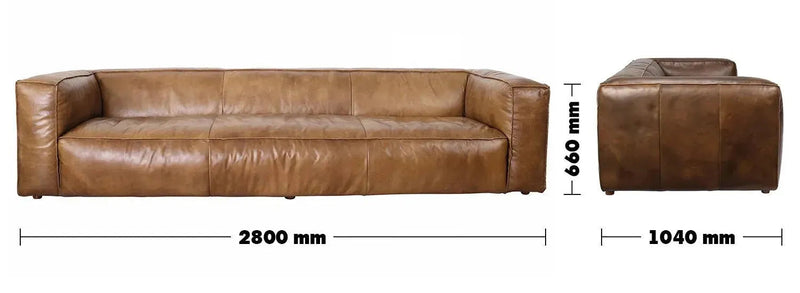 Vintage genuine leather 4 seater sofa antique master size charts.