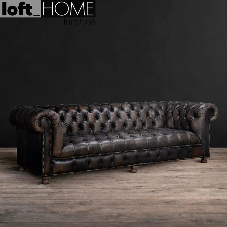 Vintage Genuine Leather 4 Seater Sofa CHESTERFIELD BUTTON Good to Know Preview-1