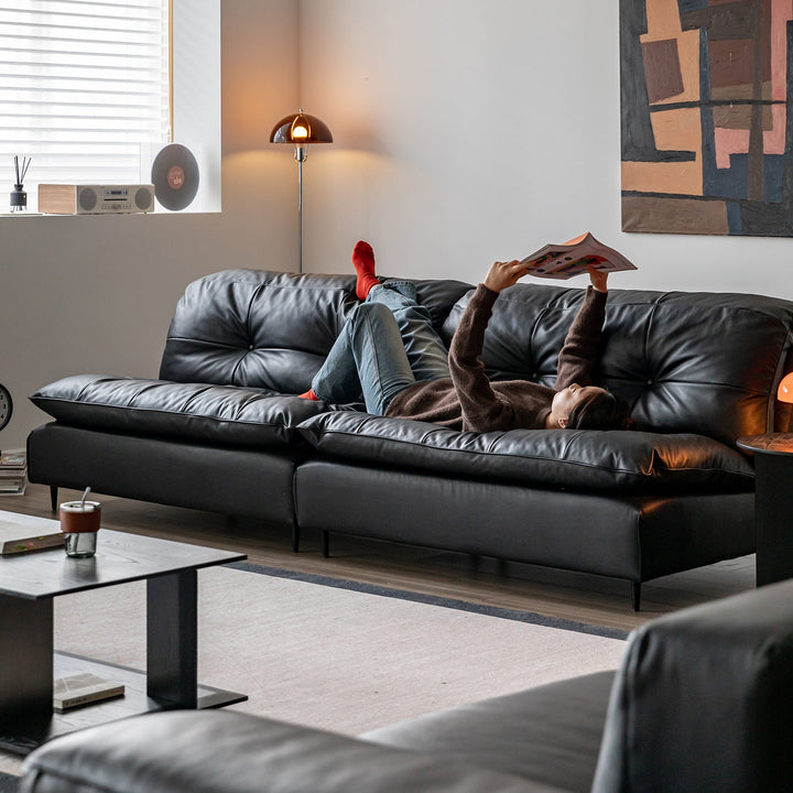 Vintage genuine leather 4 seater sofa riga primary product view.