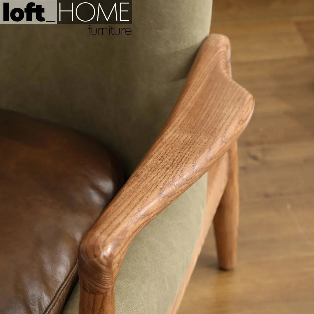 Vintage Genuine Leather And Canvas 1 Seater Sofa BARTON