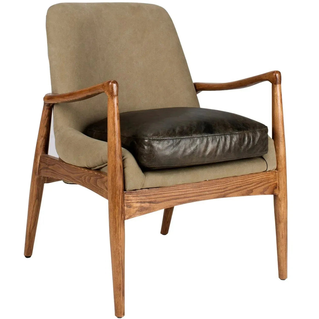 Vintage Genuine Leather And Canvas 1 Seater Sofa BARTON