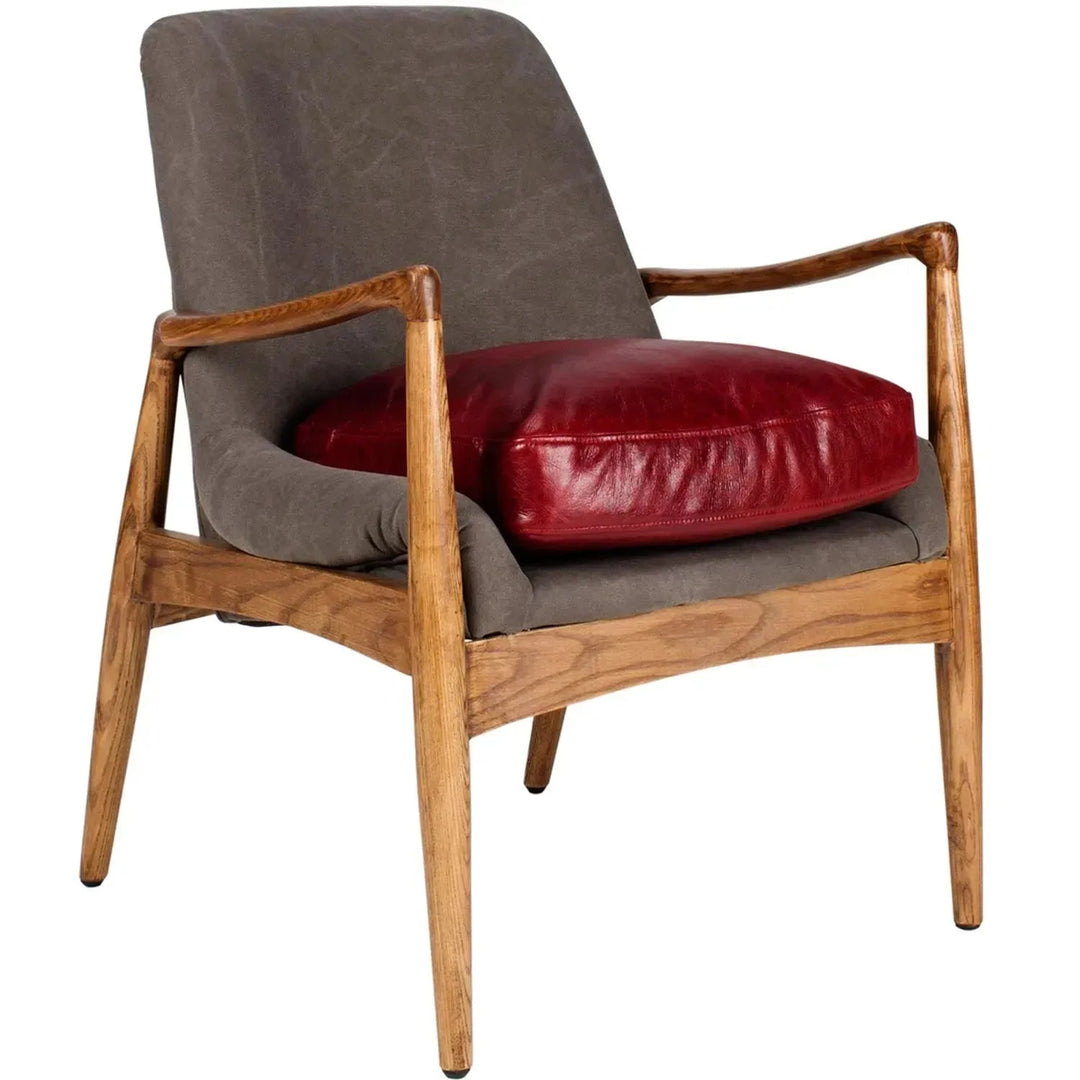 Vintage Genuine Leather And Canvas 1 Seater Sofa BARTON