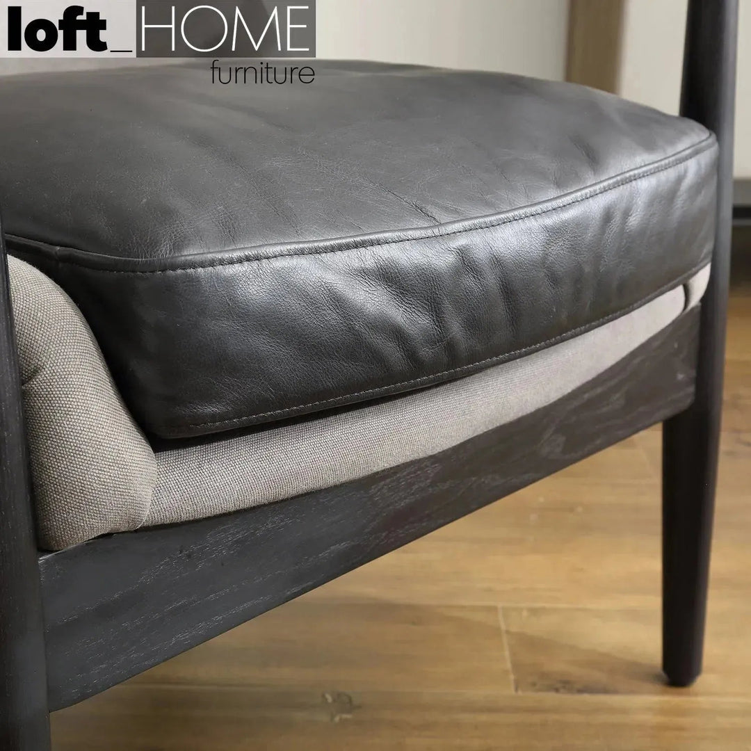 Vintage Genuine Leather And Canvas 1 Seater Sofa BARTON