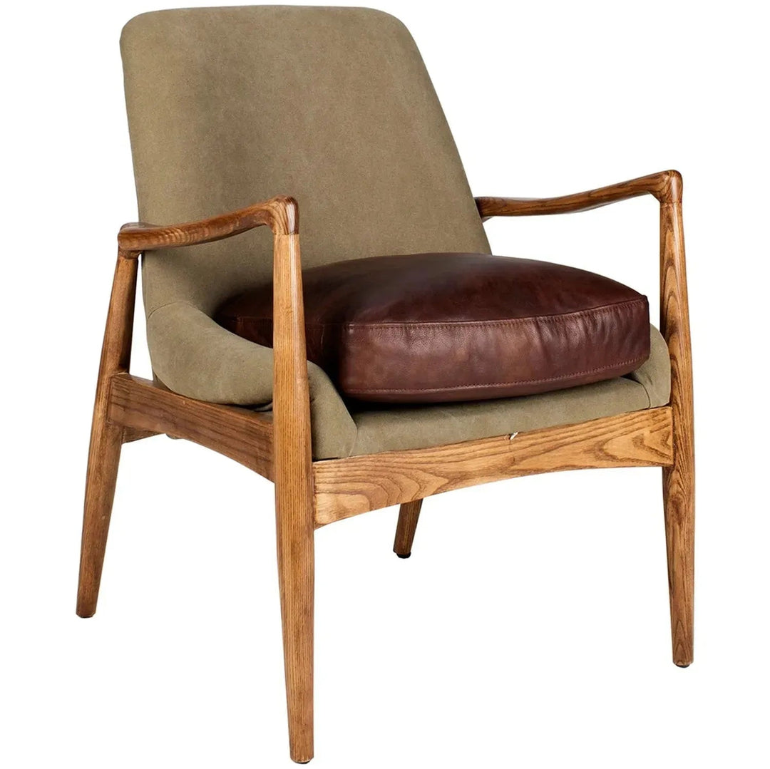 Vintage Genuine Leather And Canvas 1 Seater Sofa BARTON