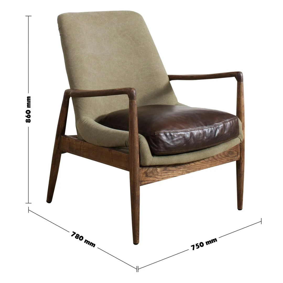 Vintage Genuine Leather And Canvas 1 Seater Sofa BARTON