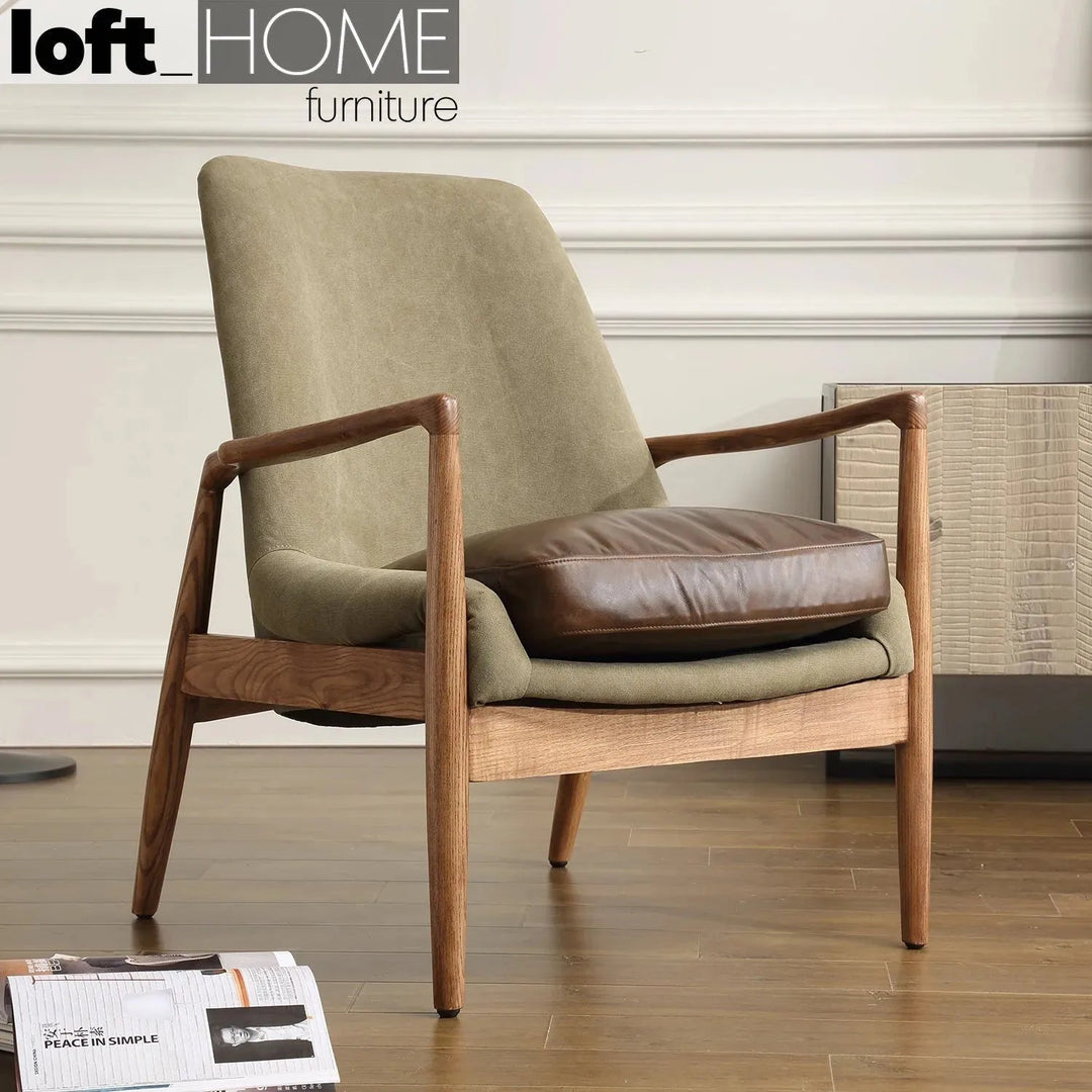 Vintage Genuine Leather And Canvas 1 Seater Sofa BARTON