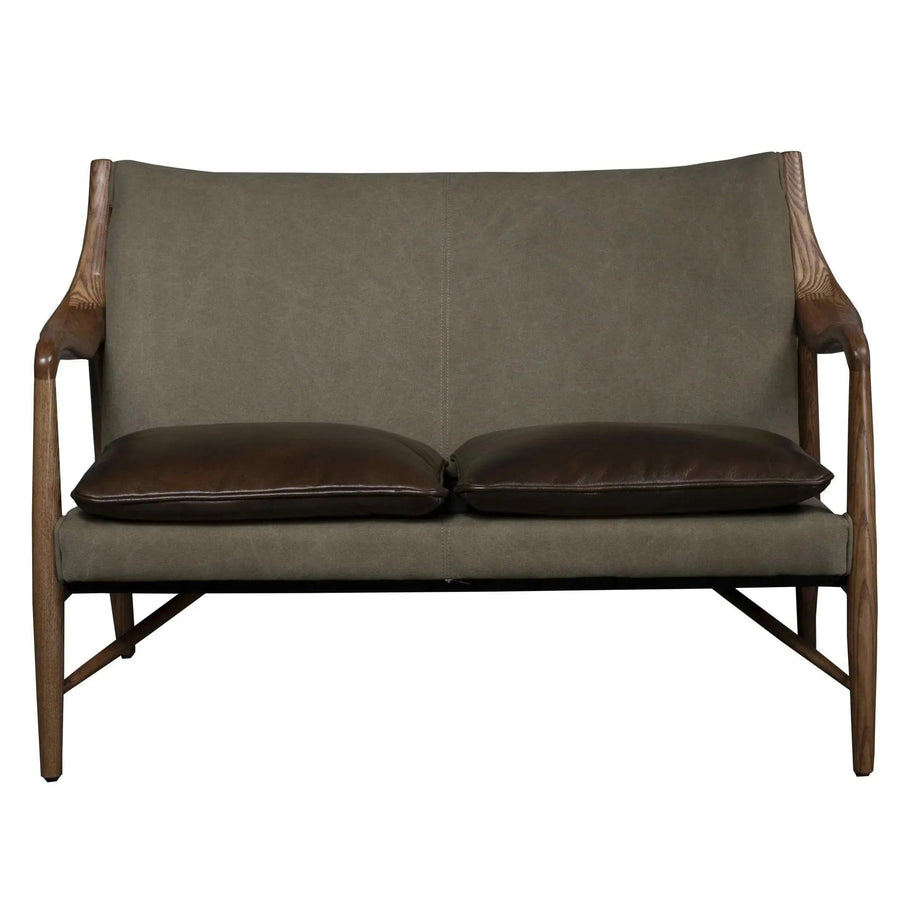 Vintage Genuine Leather And Canvas 2 Seater Sofa DOUBLE COWBOY