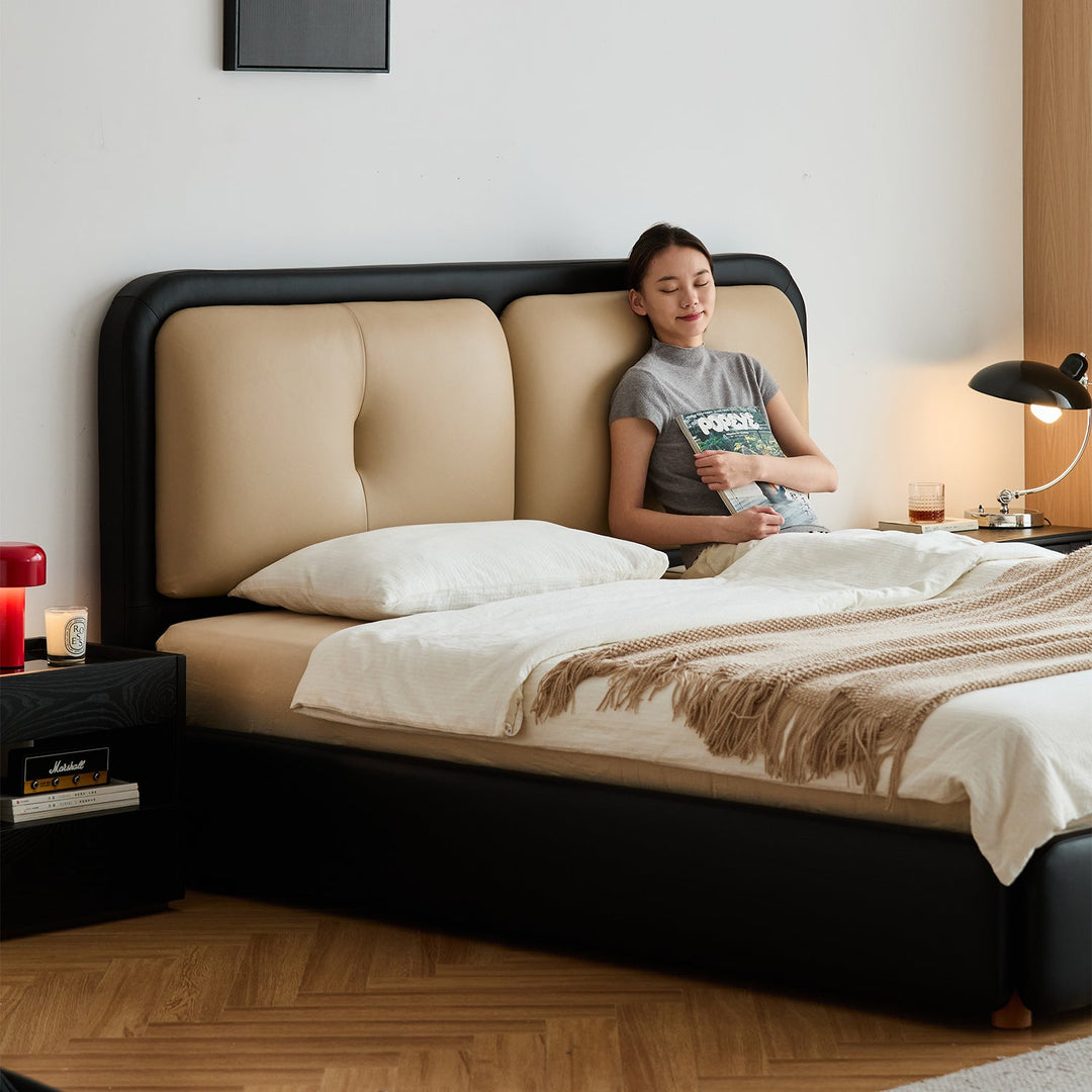 Vintage genuine leather bed cove primary product view.