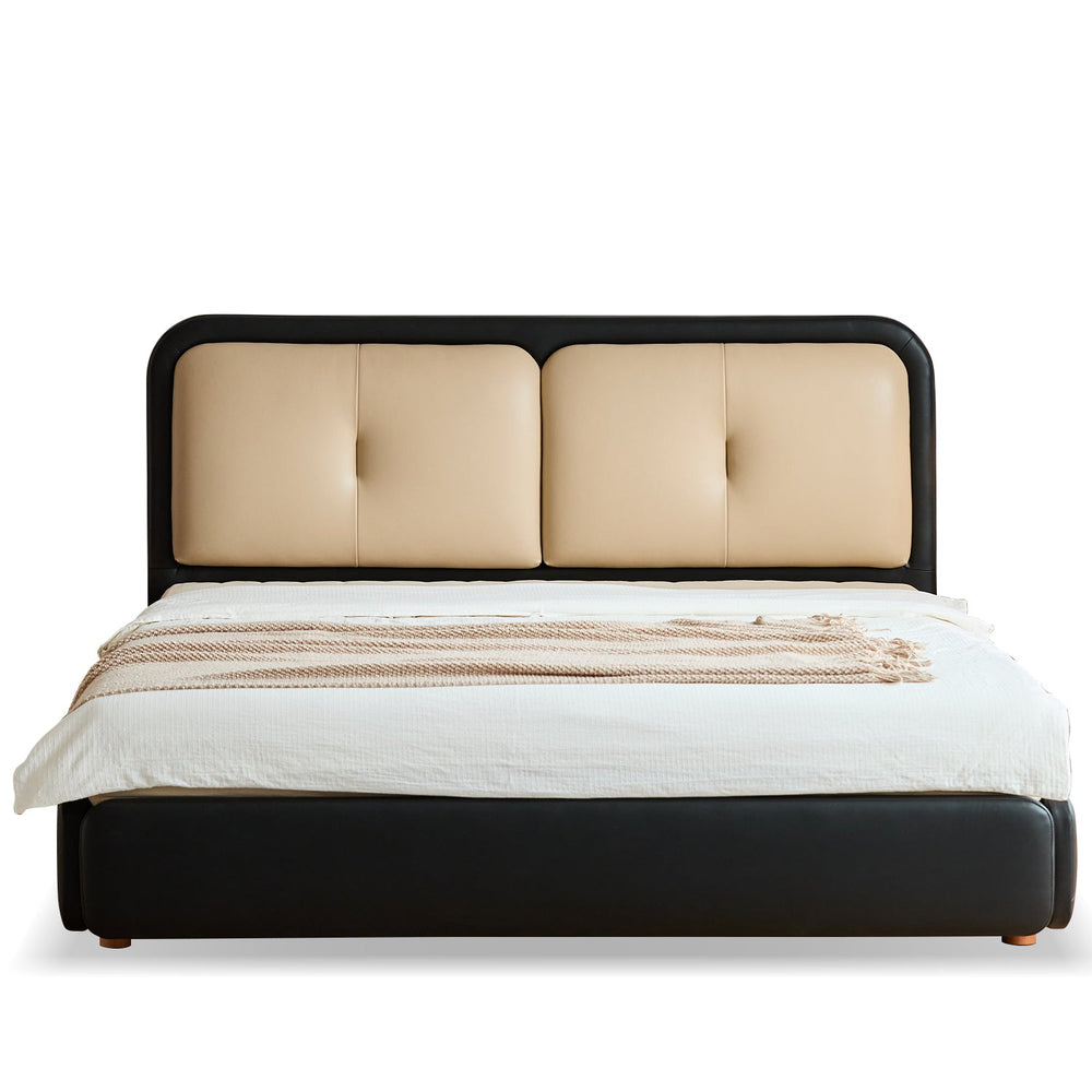 Vintage genuine leather bed cove in white background.