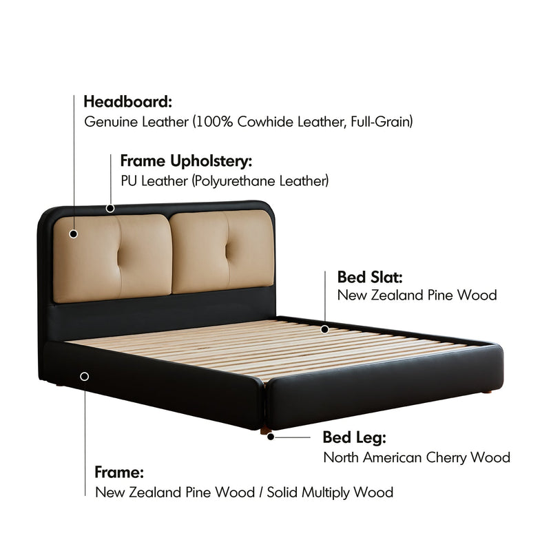 more material details of Vintage Genuine Leather Bed COVE