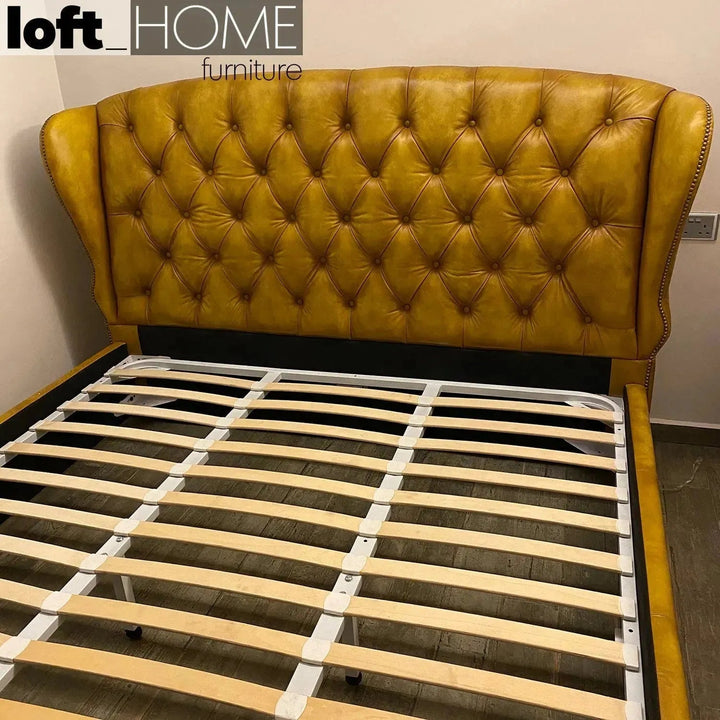 Vintage Genuine Leather Bed Frame WING