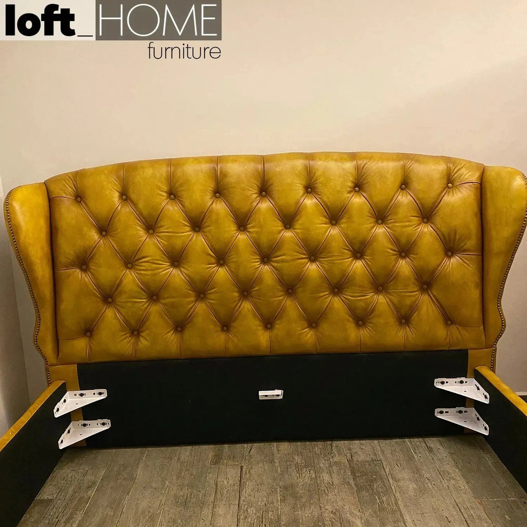 Vintage Genuine Leather Bed Frame WING