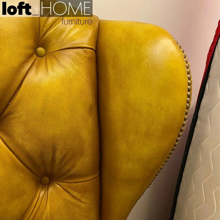 Vintage Genuine Leather Bed Frame WING