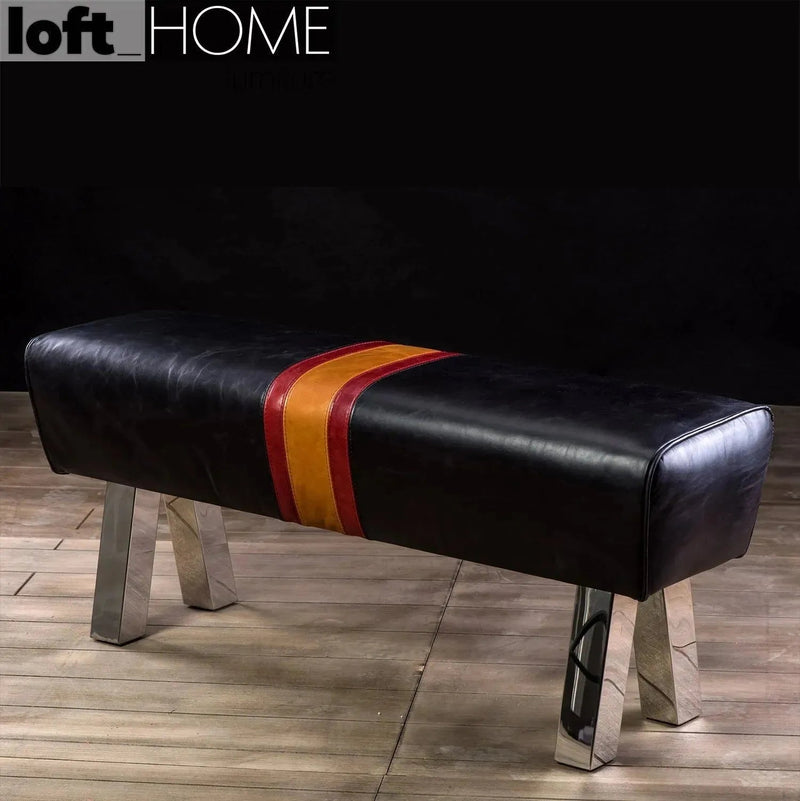 Vintage genuine leather bench chocolush primary product view.