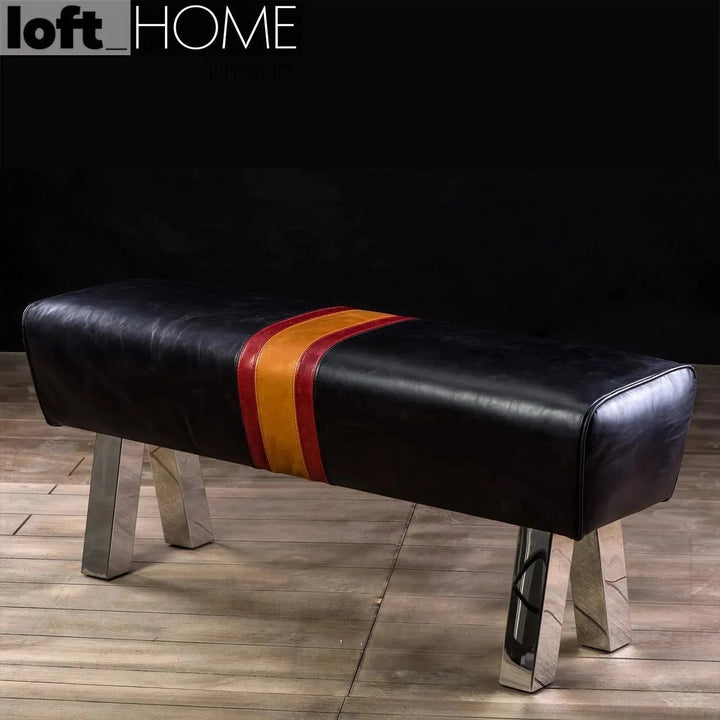 Vintage genuine leather bench chocolush primary product view.