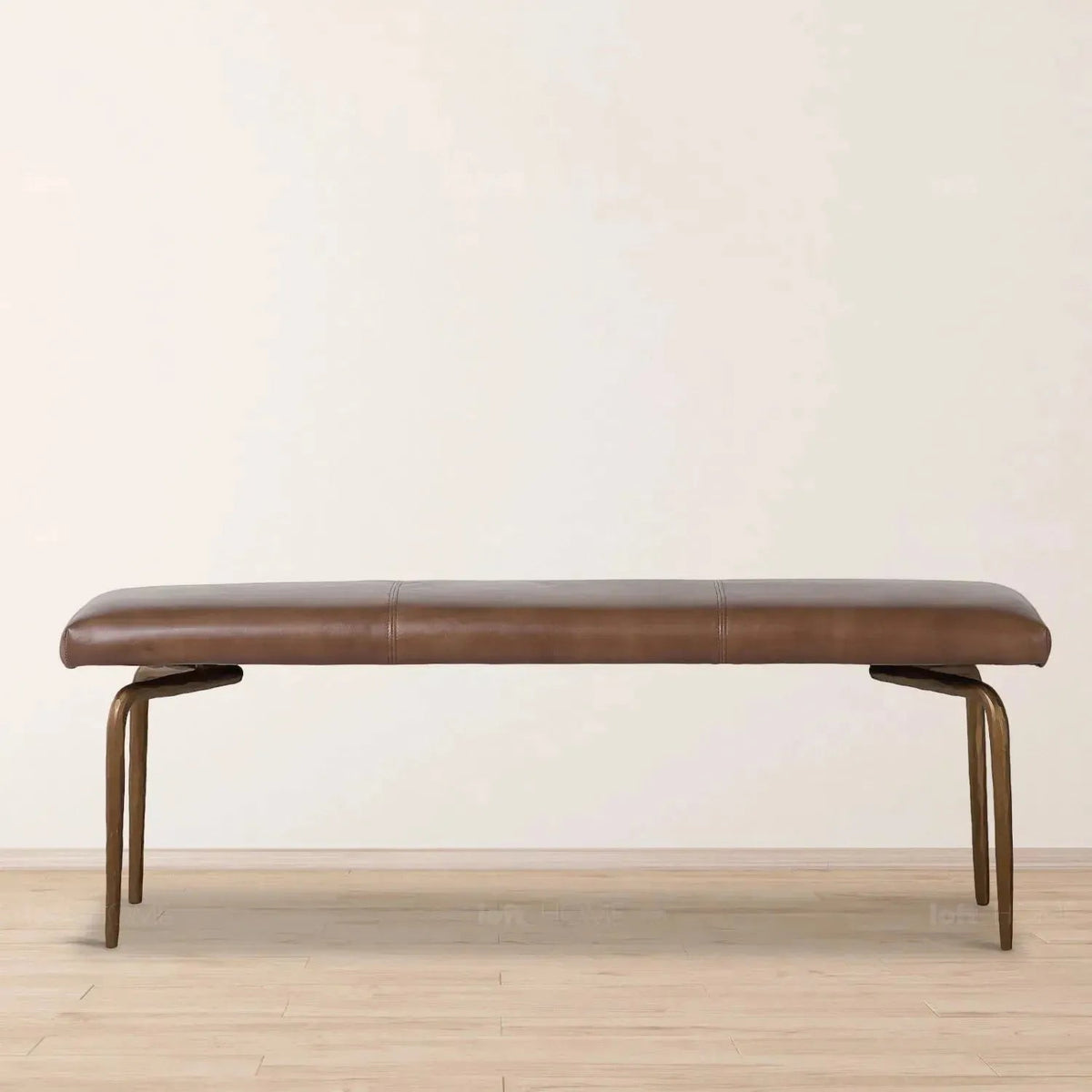 Industrial genuine leather bench miller in real life style.