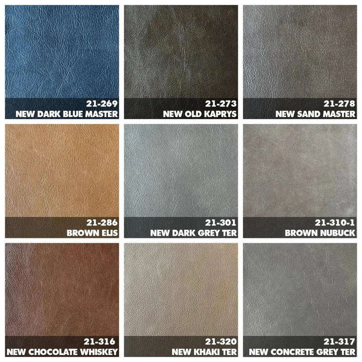 Industrial genuine leather coffee table frontier material variants.