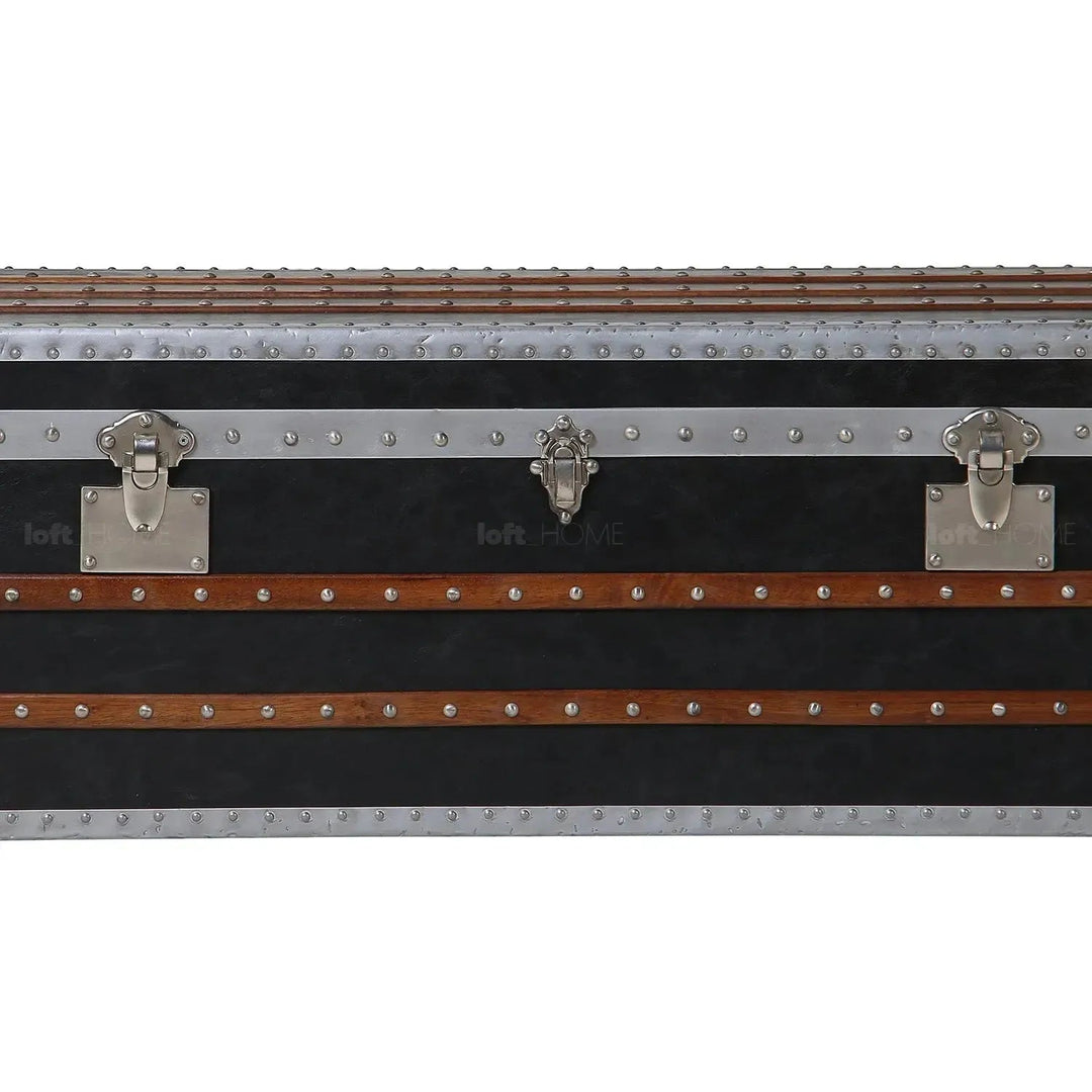 Industrial genuine leather coffee table frontier layered structure.