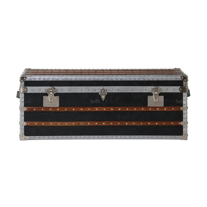 Industrial genuine leather coffee table frontier in details.