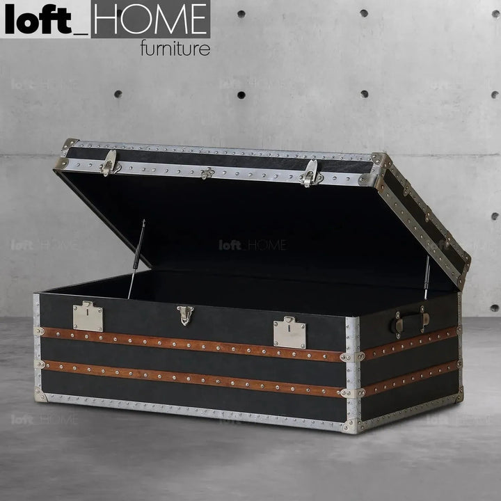 Industrial genuine leather coffee table frontier primary product view.