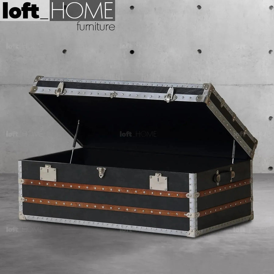 Industrial genuine leather coffee table frontier primary product view.