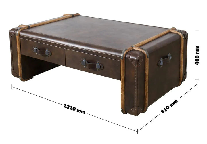 Vintage genuine leather coffee table richards' trunk size charts.