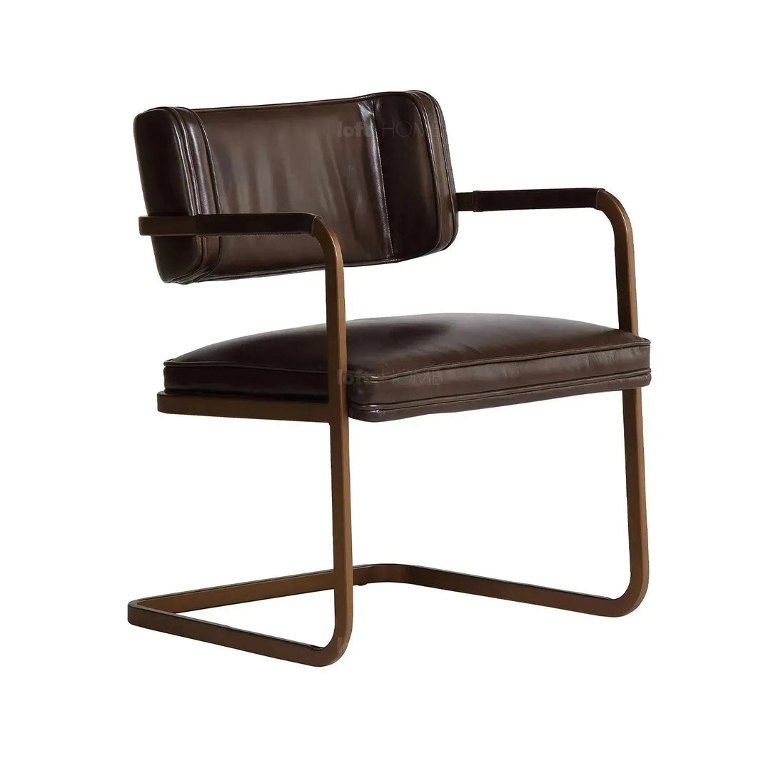 Industrial genuine leather dining chair herman in panoramic view.