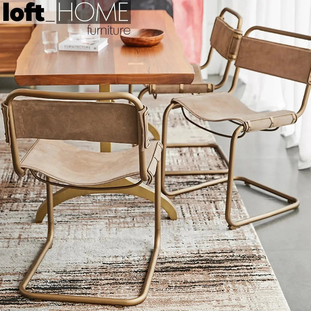 Industrial Genuine Leather Dining Chair NORDIC