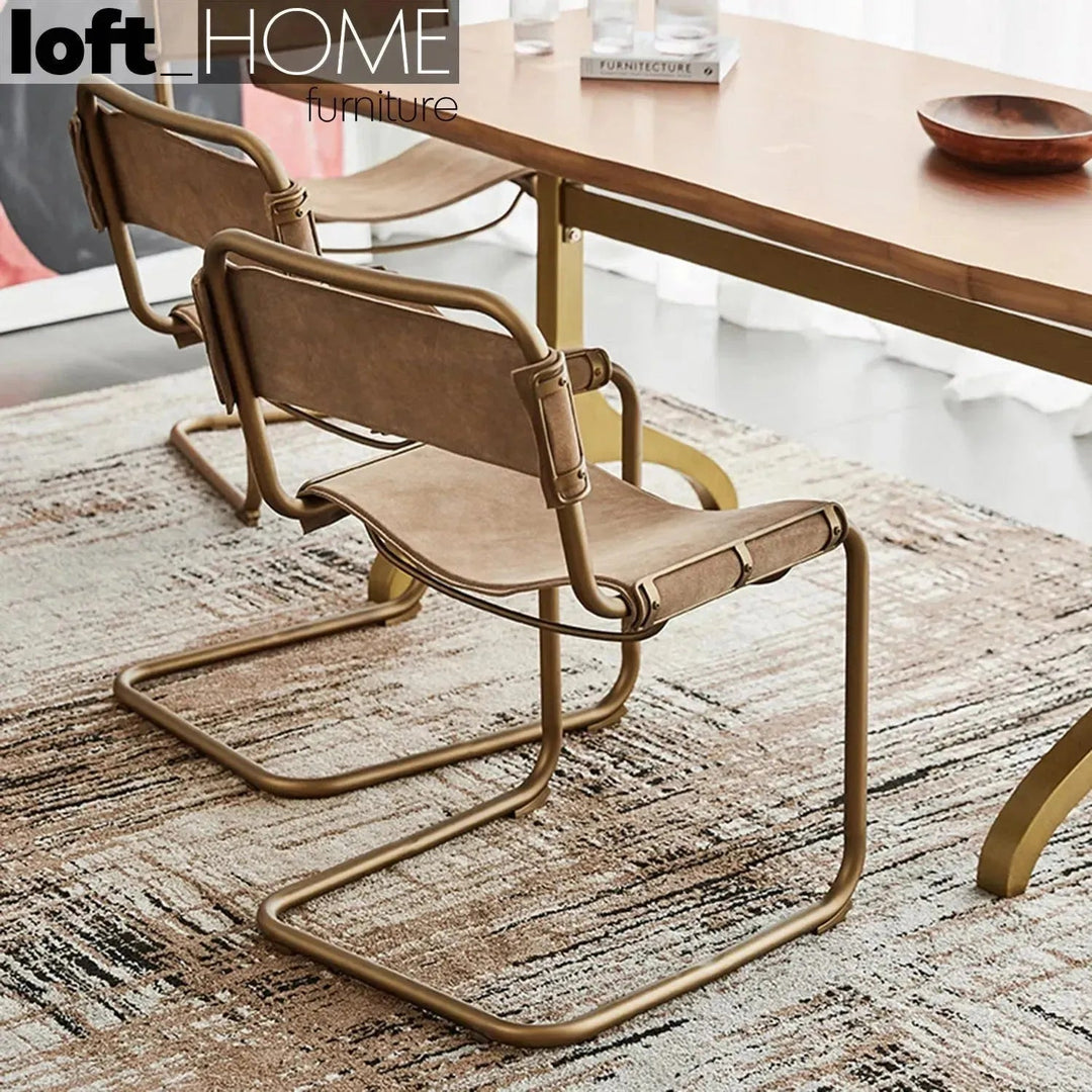 Industrial Genuine Leather Dining Chair NORDIC