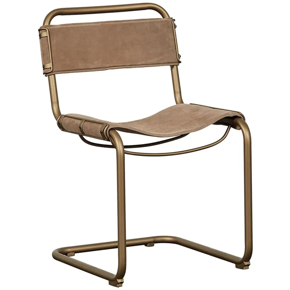 Industrial genuine leather dining chair nordic in white background.