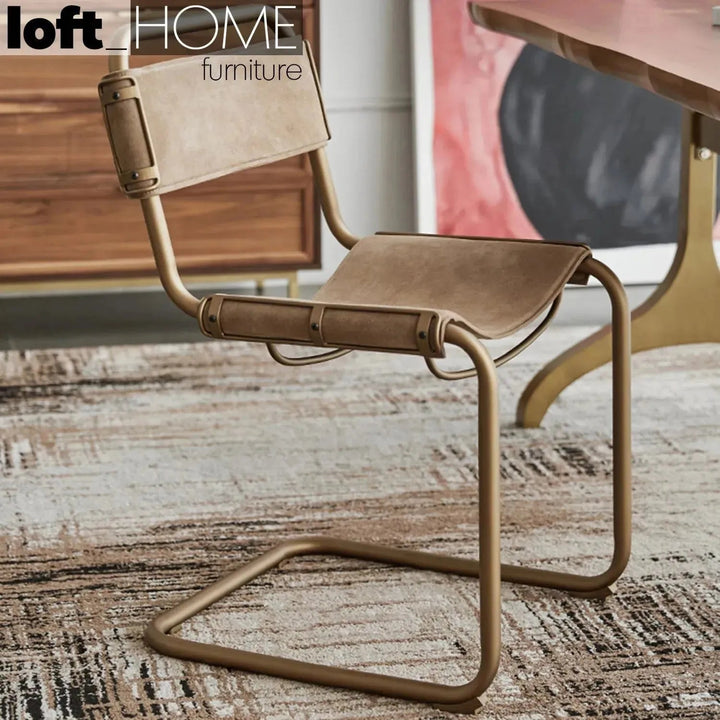 Industrial Genuine Leather Dining Chair NORDIC