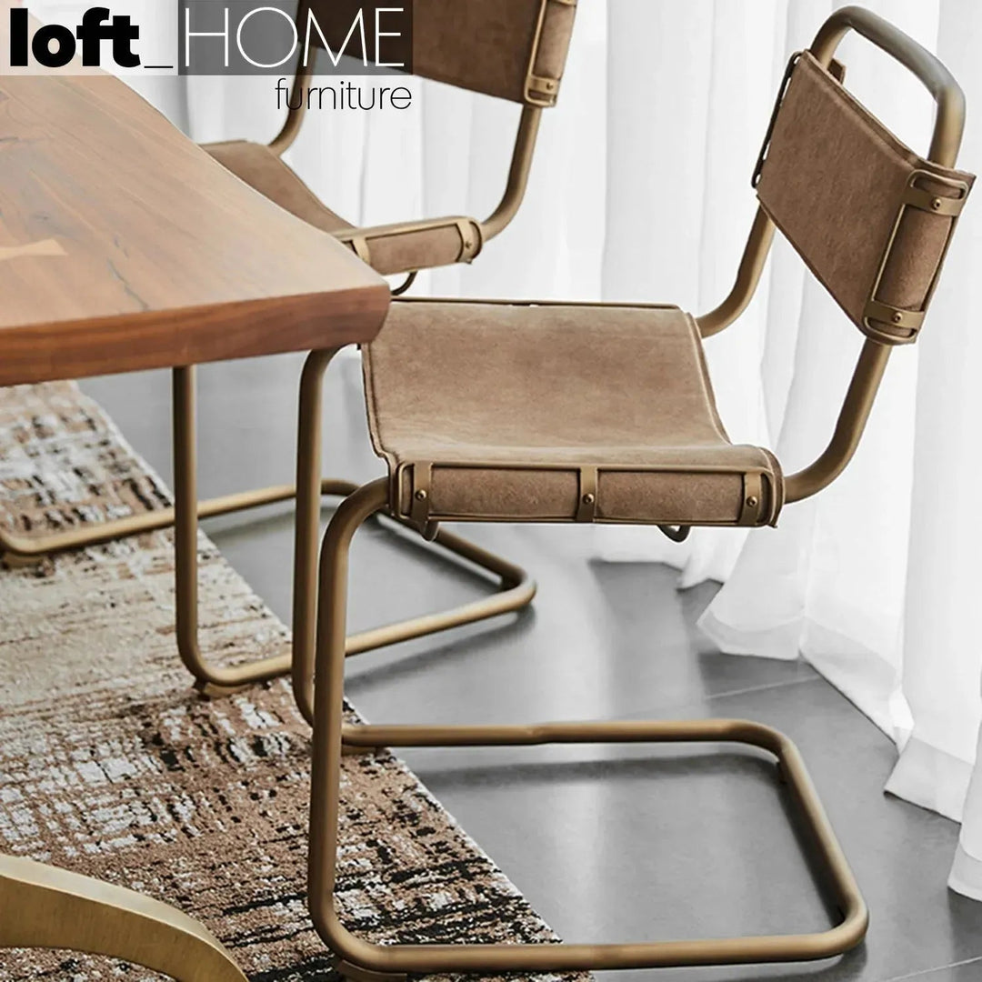 Industrial Genuine Leather Dining Chair NORDIC