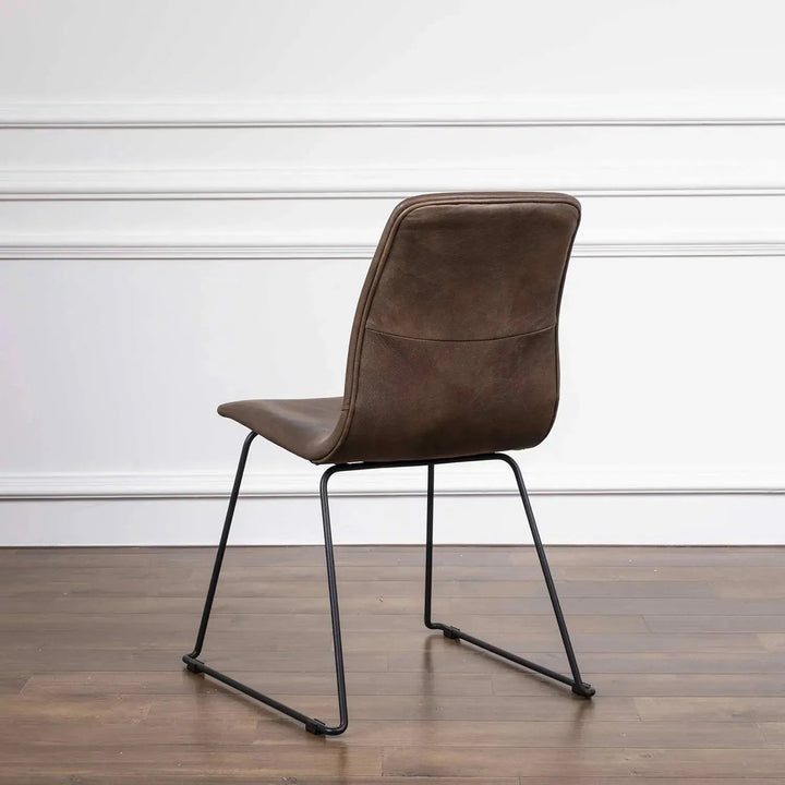 Industrial Genuine Leather Dining Chair OAKLEY II